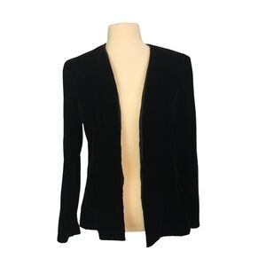 Opening Night Vintage Womens Black Velvet Open Front Blazer Jacket, Formal 9-10‎